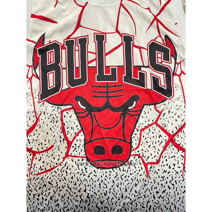 Camiseta Chicago Bulls Michael Jordan NO 23 Mitchell & Ness Blanco Rojo